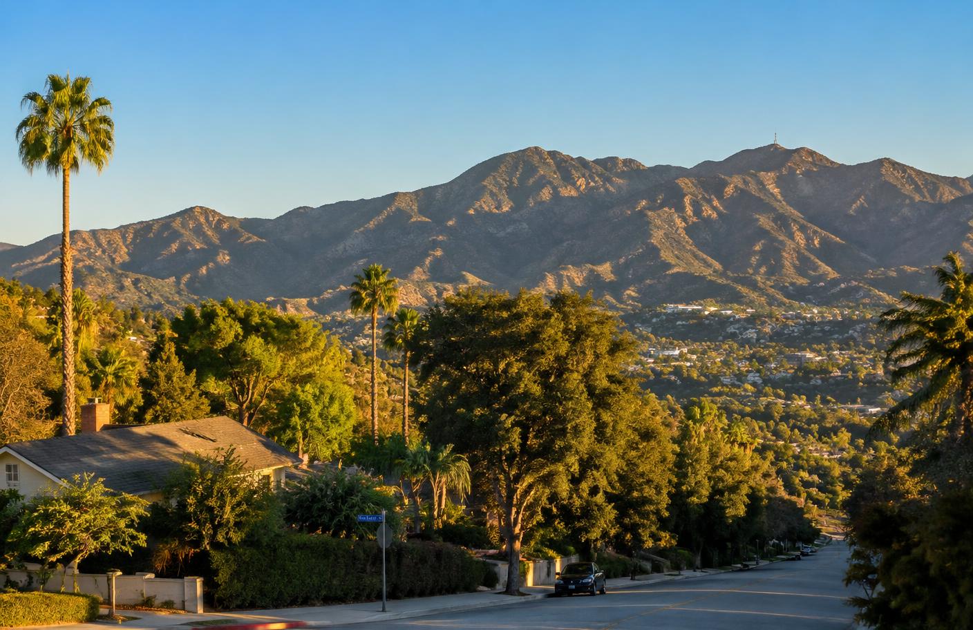 Evening light on the Verdugo-area foothills above La Crescenta neighborhoods